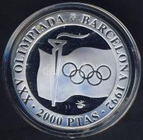 Spanyolország 1991. 2000P Ag "Olimpia-Zászló, láng, ötkarika" T:PP