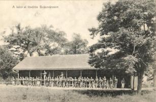 Szászváros, Broos, Orastie; Katonai lövölde, katonák csoportképe. Adler fényirda / military shooting hall, soldiers