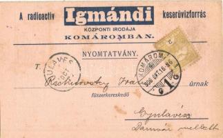 Komáromi Schmidthauer-féle Igmándi keserűvíz kinyitható reklámlapja / Hungarian mineral water's folding advertisement card