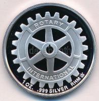 DN "Rotary International" jelzett Ag emlékérem, dísztokban, sorszámozott tanúsítvánnyal (31g/0.999/39mm) T:1