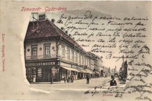1903 Temesvár, Timisoara; Gyárváros. Fő utca, Weiterschütz Géza üzlete. Kiadja Mangold / Fabrica main street, shops (EK)