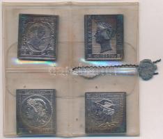 DN Klasszikus bélyegek ezüst emlékérmei, plombált műanyag tasakban (4xklf) (bruttó 38,46g/100/~21x25mm) T:1 patina