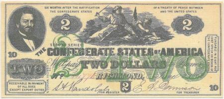 Amerikai Konföderációs Államok / Virginia / Richmond 1861. 2$ replika T:I,I- The Confederate States of Amerika / Virginia / Richmond 1862. 2 Dollars replica C:UNC,AU