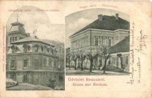 1906 Resicabánya, Resita; Igazgatósági épület, Polgári iskola. Kiadja Weiss Adolf / Directions-Gebäude, Bürgerschule / directorate's office, school (Rb)