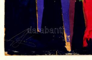 Molnár János (1950- ): Ülő akt agancsokkal, akvarell, papír, jelzett, 29×32 cm