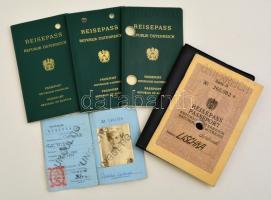 1963-1989 Osztrák személyi igazolvány és 4 db útlevél, amerikai és afrikai vízummal