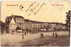 Kézdivásárhely, Targu Secuiesc; Fő tér keleti oldala, Bartha Gyula, Szőcs János, Dávid Antal, Jancsó Gyula üzlete. 799. Turóczi István kiadása / main square, shops (EK)