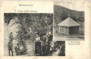 Bálványos, Baile Balvanyos (Torja, Turia); Torjai Büdös barlang, Károly forrás a Bálványos várral / Mofeta Pestera Puturoasa, Cetatea Bálványos / cave entrance, thermal spring, castle (EB)