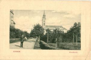 Zombor, Sombor; Erzsébet tér, Karmelita templom. W. L. Bp. 3736. / square, Carmelite church (EK)