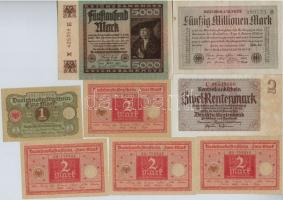 1920-1937. 8db-os vegyes német bankjegy tétel, közte Németország / Weimari Köztársaság 1920. 2M (3x) sorszámkövetők T:II-III 1920-1937. 8pcs of various German banknotes, including Germany / Weimar Republic 1920. 2 Mark (3x) sequential serials C:XF-F