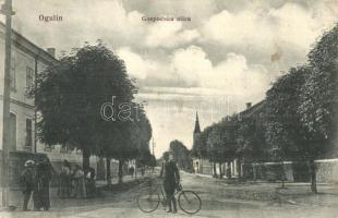 Ogulin, Gospodska ulica / Úri utca, templom, kerékpár / street view, church, bicycle (EB)