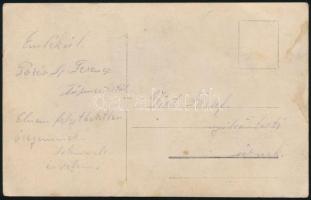 cca 1915 Fóris Ferenc tűzmester ágyúval, fotólap, 9×14 cm