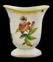Herendi Viktória mintás porcelán váza, kézzel festett, jelzett, hibátlan, 12,5×10×6 cm