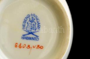 Herendi Viktória mintás porcelán butykos, kézzel festett, jelzett, hibátlan, m: 8 cm