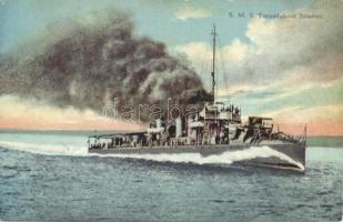 SMS Streiter az Osztrák-Magyar Haditengerészet Huszár-osztályú rombolója / K.u.K. Kriegsmarine Torpedoboot Zerstörer / Austro-Hungarian Navy Huszár class torpedo destroyer. G. Fano 1912/13. (EK)