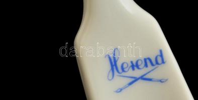 Herendi csipkebogyó mintás porcelán kanál, kézzel festett, jelzett, alján gyári mázhibákkal, h: 20 c...