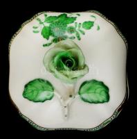 Herendi Apponyi mintás porcelán bonbonier, kézzel festett, jelzett, hibátlan, 7×7×6,5 cm