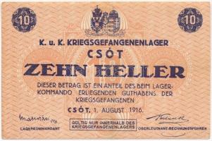 Csót / Hadifogolytábor 1916. augusztus 1. 10f számozás nélkül, aláírással T:III