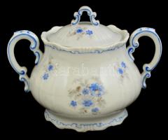 Zsolnay ibolya mintás porcelán mokkás és étkészlet 22 darabos, hiányos. Jelzett, hibátlan