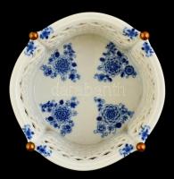 Wallendorf Echt Kobalt asztali kínáló, jelzett, hibátlan, m: 16,5 cm