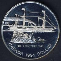 Kanada 1991. 1$ Ag "Frontenac-hajó" T:PP