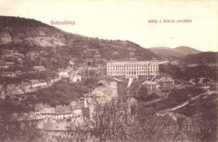 Selmecbánya, Schemnitz, Banská Stiavnica; látkép a Bányászati főiskolai palotákkal. Kiadja Grohmann 473. / mining college palaces