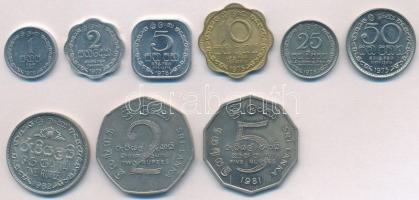 Srí Lanka 1975-1981. 1c-5R (9xklf) T:1-,2 Sri Lanka 1975-1981. 1 Cent - 5 Rupees (9xdiff) C:AU,XF