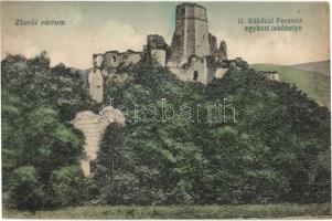 Zboró, Zborov; várrom, II. Rákóczi Ferenc egykori lakóhelye. Salgó Mór kiadása / castle ruins