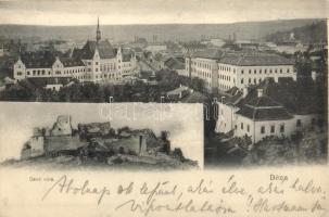 1904 Déva, Deva; látkép, Déva vára. Kiadja Hirsch A. / general view, castle