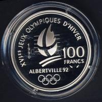 Franciaország 1990. 100Fr Ag "Téli olimpia-gyorskorcsolya" T:PP