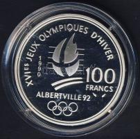 Franciaország 1990. 100Fr Ag "Téli olimpia-gyorskorcsolya" T:PP