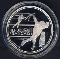 Franciaország 1990. 100Fr Ag "Téli olimpia-gyorskorcsolya" T:PP