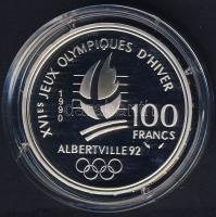 Franciaország 1990. 100Fr Ag "Téli olimpia-gyorskorcsolya" T:PP