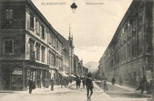 Klagenfurt, Bahnhofstrasse. Verlag Karl Hanel / street view, shops