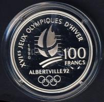 Franciaország 1990. 100Fr Ag "Téli olimpia-bobozás" T:PP