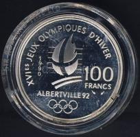 Franciaország 1990. 100Fr Ag "Téli olimpia-bobozás" T:PP