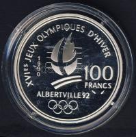 Franciaország 1990. 100Fr Ag "Téli olimpia-szlalom sí" T:PP