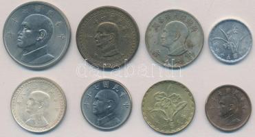 8db-os vegyes tajvani fémpénz tétel T:1-,2 8pcs of various metal coins from Taiwan C:AU,XF