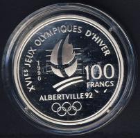 Franciaország 1990. 100Fr Ag "Téli olimpia-szlalom sí" T:PP