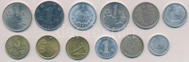 12db-os vegyes kínai fémpénz tétel T:1-,2 12pcs of of various Chinese metal coins C:AU,XF