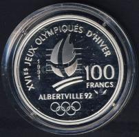 Franciaország 1991. 100Fr Ag "Téli olimpia-jégkorong" T:PP