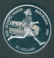 Cook szigetek 1990. 50$ Ag "Olimpia-futás" T:PP