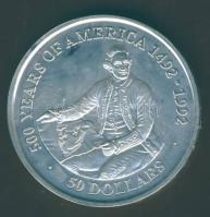 Cook szigetek 1989. 50$ Ag "Cook kapitány" T:PP