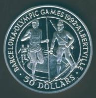 Cook szigetek 1989. 50$ Ag "Olimpia-futás, biatlon" T:PP