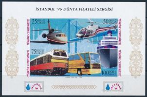 Nemzetközi bélyegkiállítás ISTANBUL '96: Közlekedési eszközök vágott blokk, International Stamps Exhibition ISTANBUL '96: Transport imperforated block