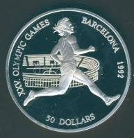 Cook szigetek 1990. 50$ Ag "Olimpia-futás" T:PP