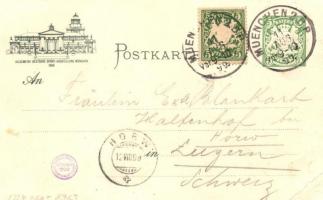 1899 München, Allgemeine Deutsche Sport-Ausstellung  / German sport exhibition advertisement card. b...