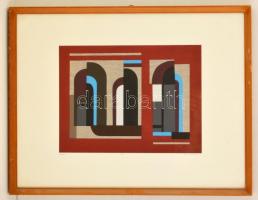 Barcsay Jenő (1900-1988): Kapuk. Szitanyomat 3/30, papír, jelzett, üvegezett keretben, 30×40 cm