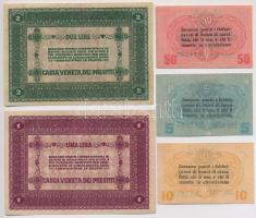 Olaszország / Velence / Osztrák-magyar megszállás 1918. 5c + 10c + 50c + 1L + 2L T:II,III
Italy / V...