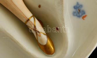 Unterweissbach porcelán balerina, kézzel festett, jelzett, gyári repedéssel, m: 14,5 cm